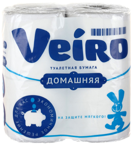 Бумага туалетная Veiro «Домашняя», 4 рулона, ширина 90 мм, белая Бумага туалетная Veiro «Домашняя», 4 рулона, ширина 90 мм, белая