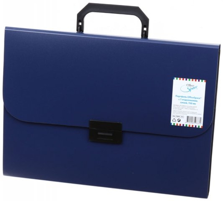 Портфель пластиковый 7 отделений Office Space, 330*235*35 мм, синий Портфель пластиковый 7 отделений Office Space, 330*235*35 мм, синий