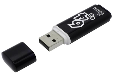 Флеш-накопитель SmartBuy Glossy (2.0), 64 Gb, корпус черный Флеш-накопитель SmartBuy Glossy (2.0), 64 Gb, корпус черный