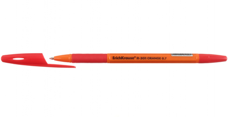 Ручка шариковая Erich Krause R-301 Orange Stick&Grip, корпус оранжевый, стержень красный