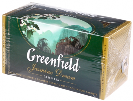 Чай Greenfield пакетированный, 50 г, 25 пакетиков, Jasmine Dream, чай зеленый с ароматом жасмина