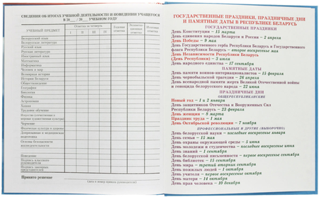 Дневник школьный «Брестская Типография» (утвержден МинОбразования РБ), 44 л., для 5-11 классов (на русском языке)