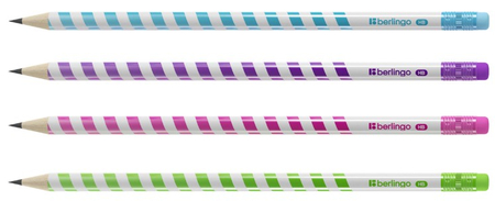 Карандаш чернографитный Berlingo Supertwist, твердость грифеля ТМ, с ластиком, корпус ассорти