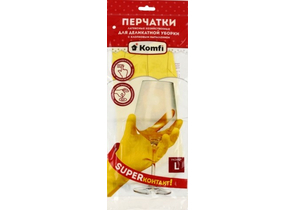 Перчатки латексные хозяйственные с хлопковым напылением A.D.M., размер L, для деликатной уборки