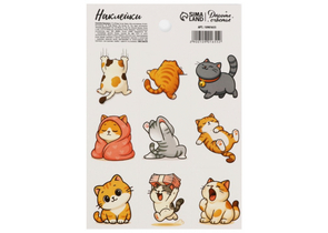 Наклейки бумажные Sima-Land, 11×15,5 см, «Забавные котики»