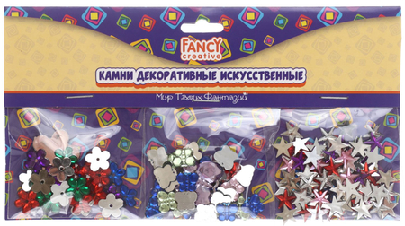 Камни полимерные самоклеящиеся Fancy Creative, 3 отделения, ассорти