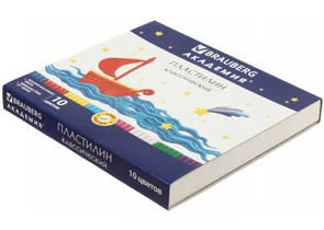 Пластилин классический Brauberg «Академия», 10 цветов, 200 г, со стеком