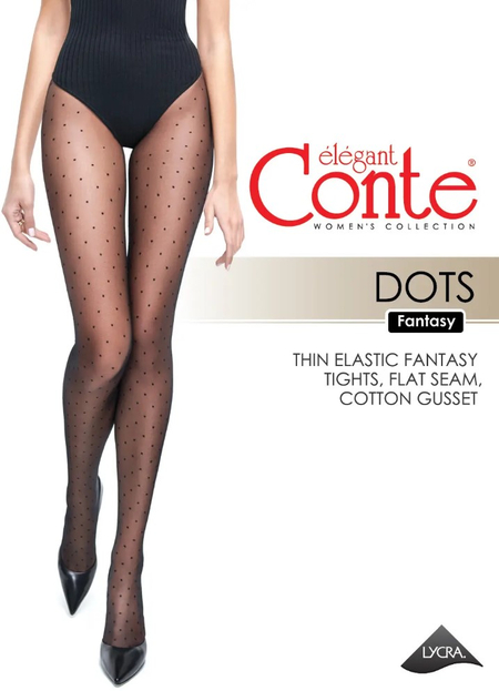 Колготки женские капроновые Conte Elegant Dots 20 Den, размер 2, Nero