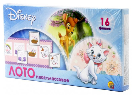 Лото «Рыжий кот», 9*17 см, 16 фишек, Disney-1 (3+)