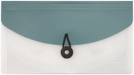 Папка-конверт пластиковая каскадная Perlen, толщина пластика 0,18/0,40 мм, зеленый металлик