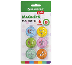 Магниты для досок Brauberg Kids, диаметр 35 мм, 6 шт., «3D Коты»