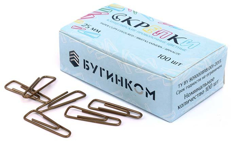 Скрепки проволочные «Бугинком», 25 мм, 100 шт., треугольные, «под бронзу» Скрепки проволочные «Бугинком», 25 мм, 100 шт., треугольные, «под бронзу»
