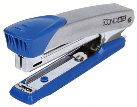 Степлер Economix, скобы №10, 12 л., 105 мм, серебристый с синим