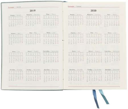 Ежедневник датированный на 2019 год «Травертин», 126*174 мм, 176 л., серо-голубой