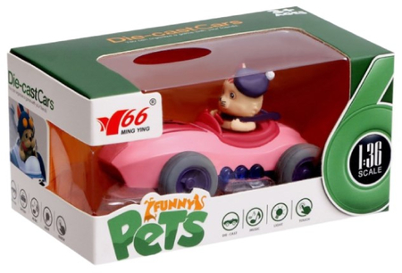 Машинка металлическая с кошкой Sima-Land, масштаб 1:36, розовая Машинка металлическая с кошкой Sima-Land, масштаб 1:36, розовая