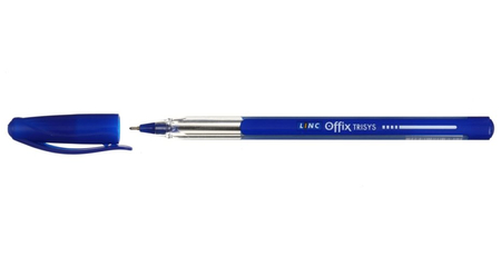 Ручка шариковая Linc Trisys, корпус прозрачный, стержень синий