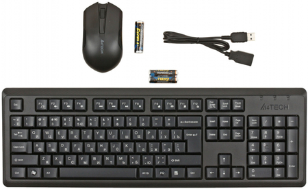 Клавиатура и мышь A4Tech 4200N, беспроводные, черные