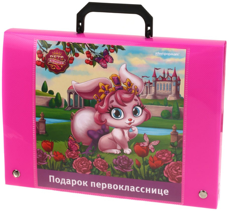 Портфель пластиковый «Подарок первокласснице», розовый (рисунок ассорти) Портфель пластиковый «Подарок первокласснице», розовый (рисунок ассорти)
