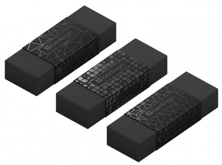 Ластик Berlingo DoubleBlack, 50*18*10 мм, черный