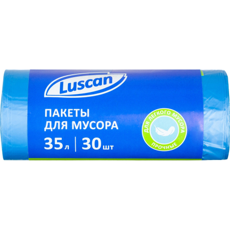 Пакеты для мусора Luscan (ПНД), 35 л, 30 шт., синие