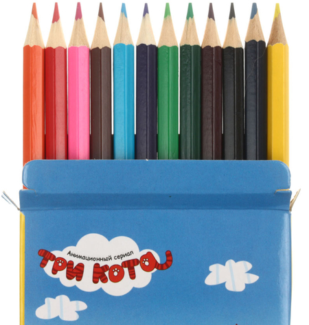 Карандаши цветные «Три кота», 12 цветов, длина 175 мм Карандаши цветные «Три кота», 12 цветов, длина 175 мм