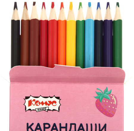 Карандаши цветные Kitty Stickers, 12 цветов, длина 175 мм Карандаши цветные Kitty Stickers, 12 цветов, длина 175 мм