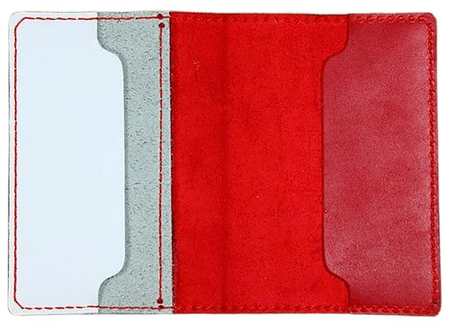 Обложка на паспорт из натуральной кожи комбинированная, 13,5*9,5*0,4 см, «Кошка паспорт принцесы», красная с белым