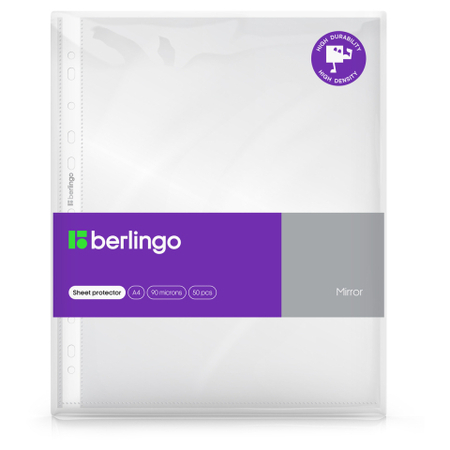 Файл А4 перфорированный Berlingo Mirror, 90 мкм, гладкий, глянцевый, 219*303 мм (до 60 л.)