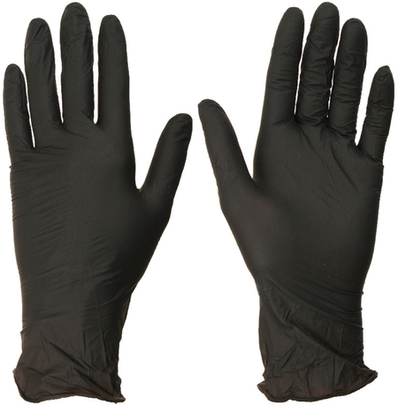 Перчатки нитриловые одноразовые Optiline, размер S, 100 пар (200 шт.), черные