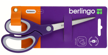 Ножницы канцелярские для левшей Berlingo, 170 мм, ручки сиреневые Ножницы канцелярские для левшей Berlingo, 170 мм, ручки сиреневые