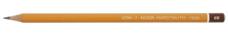 Карандаш чернографитный Koh-I-Noor 1500, твердость грифеля 6М, корпус желтый, с декоративным наконечником 