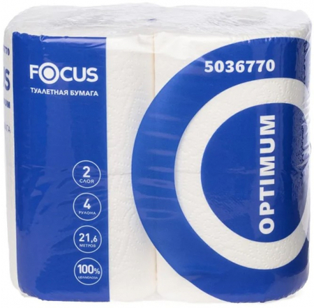 Бумага туалетная Focus Optimum, 4 рулона, ширина 95 мм, белая