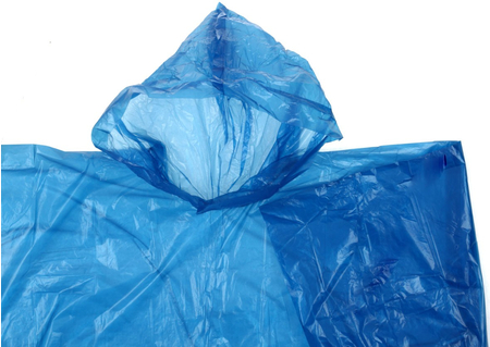 Дождевик-плащ (пончо с капюшоном) полиэтиленовый, единый размер, синий