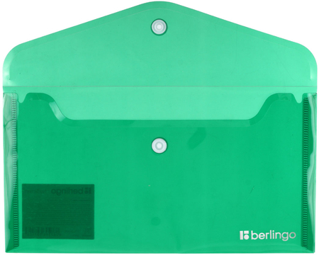 Папка-конверт пластиковая на кнопке Berlingo No Secret С6 (А6), толщина пластика 0,20 мм, зеленая
