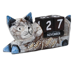 Благотворительный деревянный настольный календарь «Вечный», 13×6,5×4 см, «Кошка» (англ.яз.: месяцы)