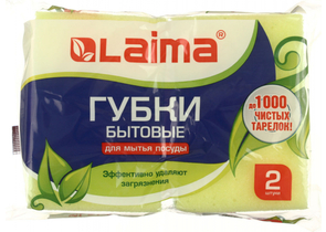 Губки для посуды Laima, 95×65×40 мм, 2 шт.