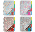 Блокнот-тетрадь на гребне с разделителями Brauberg, 170×215 мм, 150 л., клетка, Foxy Lady, ассорти