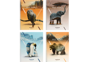 Тетрадь общая А4, 80 л. на гребне Wild, 200×270 мм, клетка, ассорти