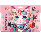 Фломастеры Kitty Stickers, 24 цвета, толщина линии 1 мм, вентилируемый колпачок