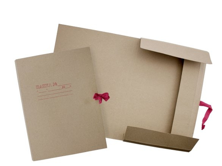 Папка картонная на завязках, А4, плотность 470 г/м2, немелованная, серая