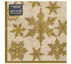 Салфетки бумажные трехслойные Bouquet de Luxe, 24×24 см, 25 шт., «Снегопад Золото»