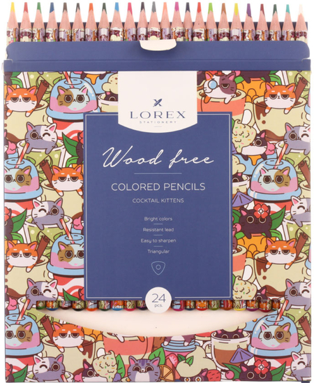Карандаши цветные Lorex Wood Free Cocktail Kittens, 24 цвета, длина 175 мм Карандаши цветные Lorex Wood Free Cocktail Kittens, 24 цвета, длина 175 мм