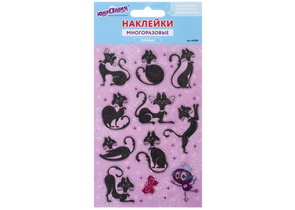 Наклейки гелевые «Юнландия», 10×15 см, с блестками, «Кошки», 661823 Наклейки гелевые «Юнландия», 10×15 см, с блестками, «Кошки», 661823