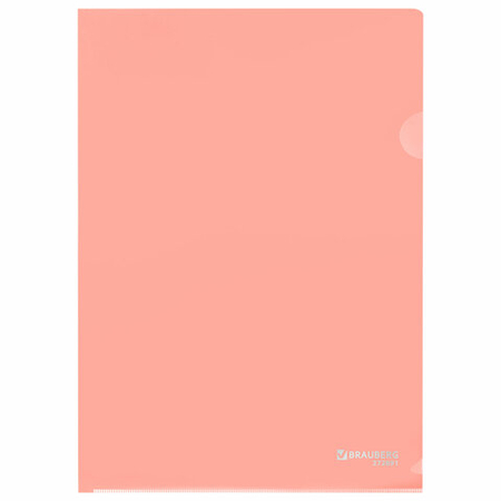 Папка-уголок пластиковая Brauberg Pastel А4, толщина пластика 0,15 мм, персиковая Папка-уголок пластиковая Brauberg Pastel А4, толщина пластика 0,15 мм, персиковая