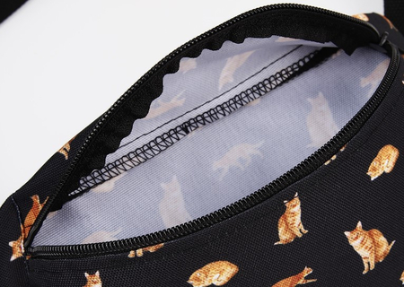 Сумка поясная на молнии Sima-Land, 28*13 см, «Коты», черная