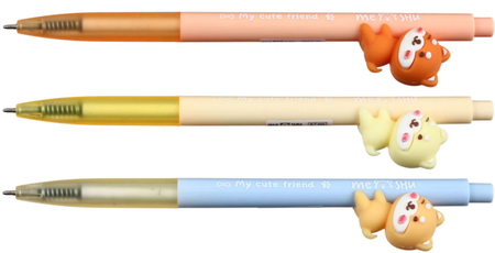 Ручка шариковая автоматическая Meshu с топпером, Cute Dog, корпус ассорти, стержень синий