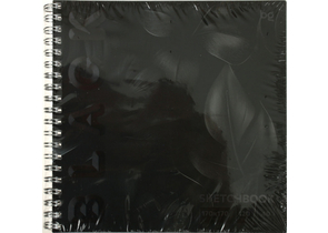 Скетчбук на гребне BG, 170×170 мм, 40 л., Black. Leaves
