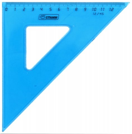 Треугольник пластиковый «Стамм», 13 см, 45°, прозрачно-синий