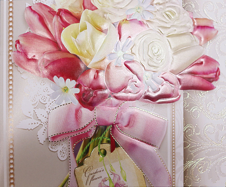 Открытка поздравительная «Русский дизайн», «С днем рождения. Тюльпаны и розы», конгрев, выборочное тиснение фольгой