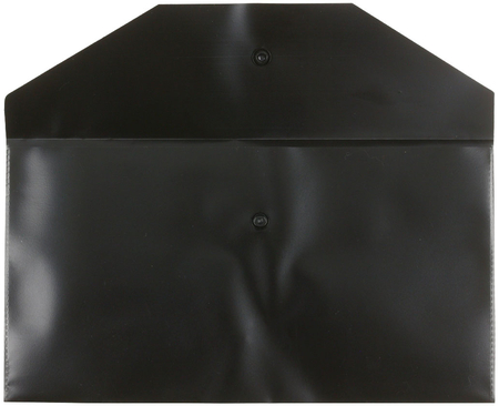 Папка-конверт пластиковая на кнопке «Стамм.» С6+, толщина пластика 0,15 мм, черная